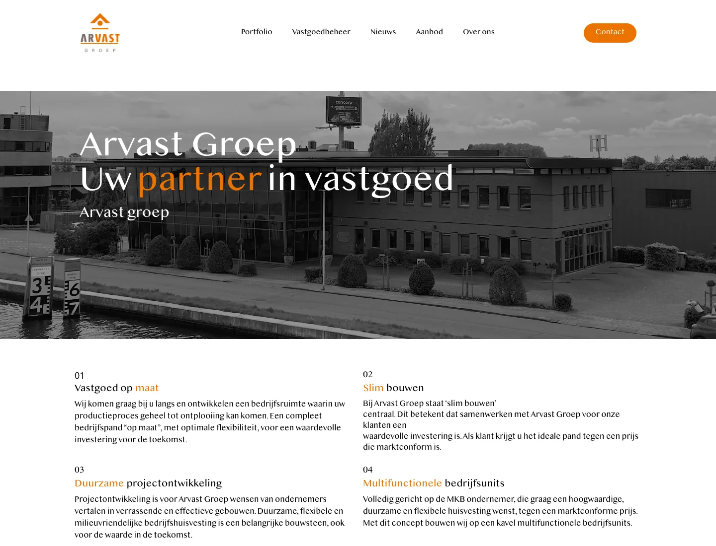 Homepage van Arvast Groep