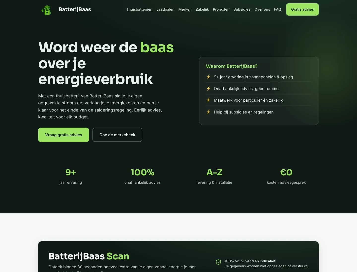 Homepage van BatterijBaas