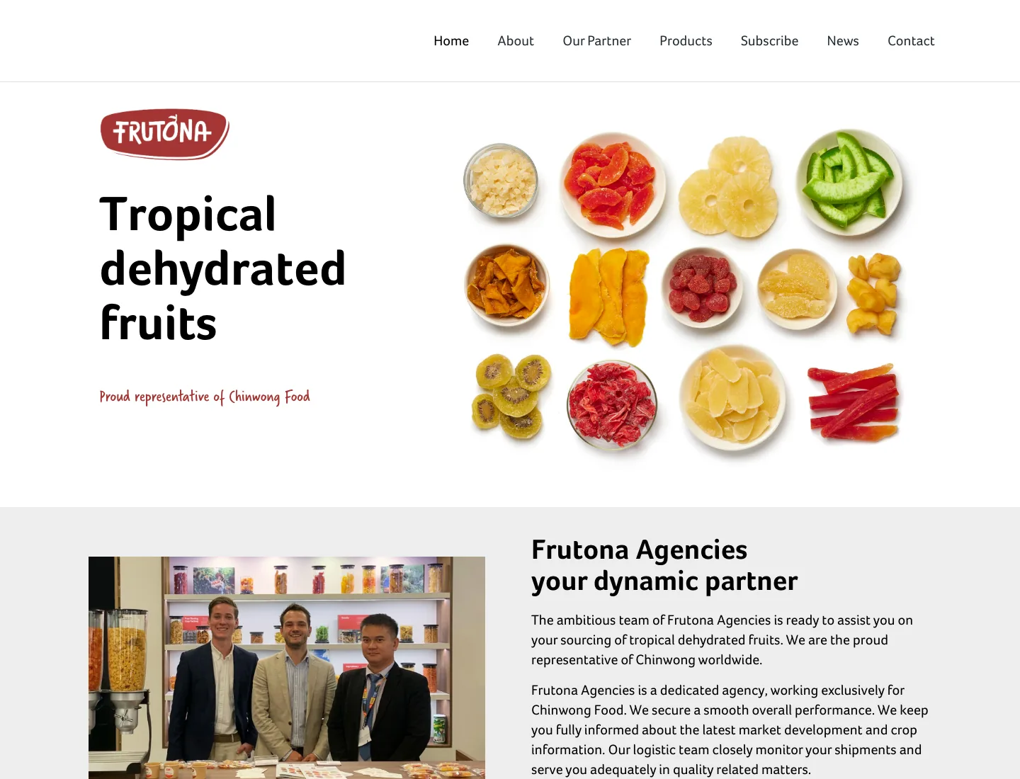 Homepage van Frutona
