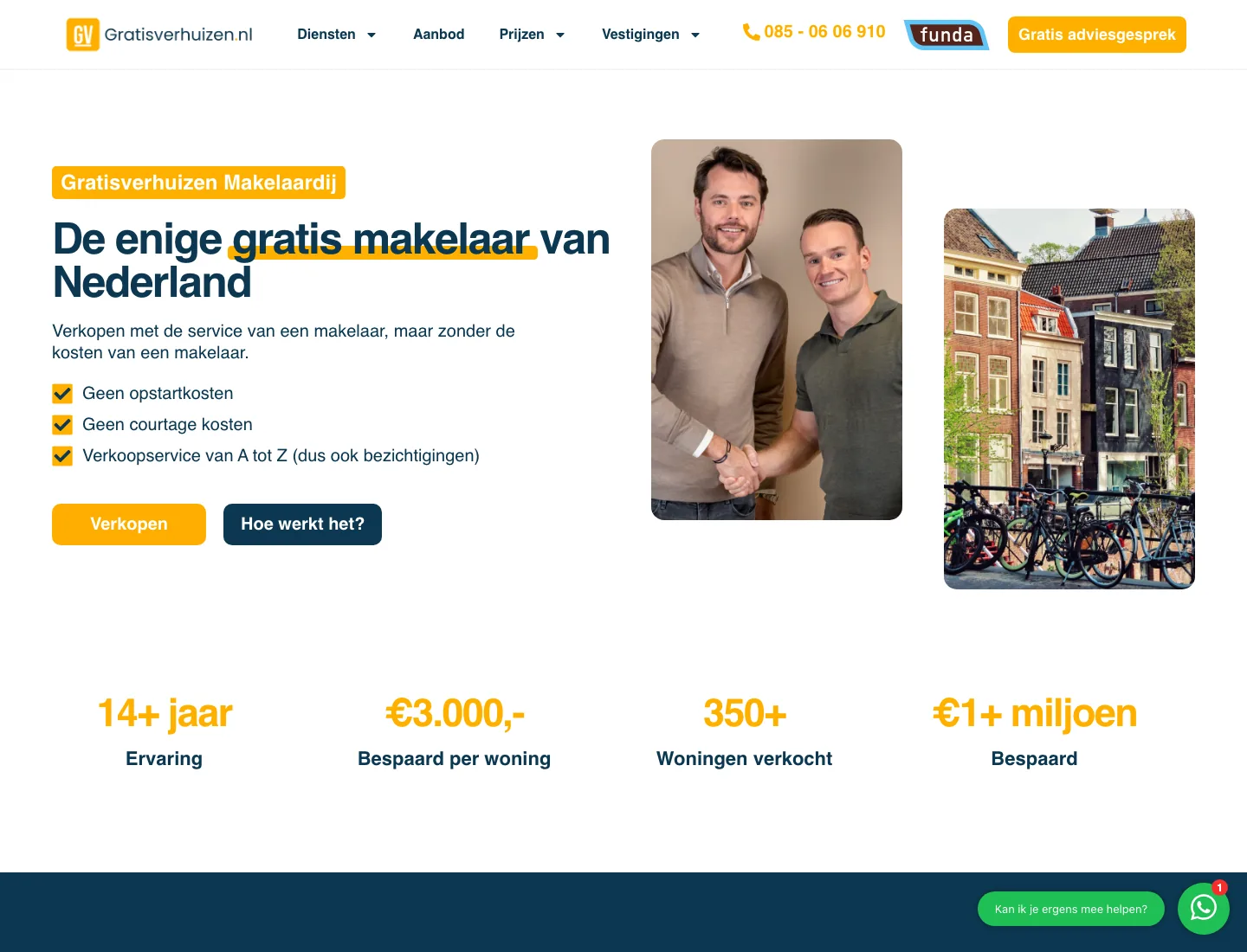 Homepage van Gratisverhuizen.nl