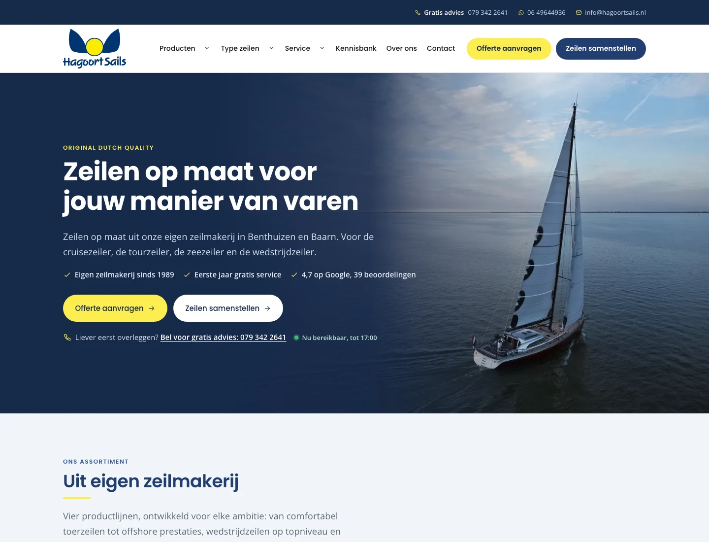 Homepage van Hagoort Sails