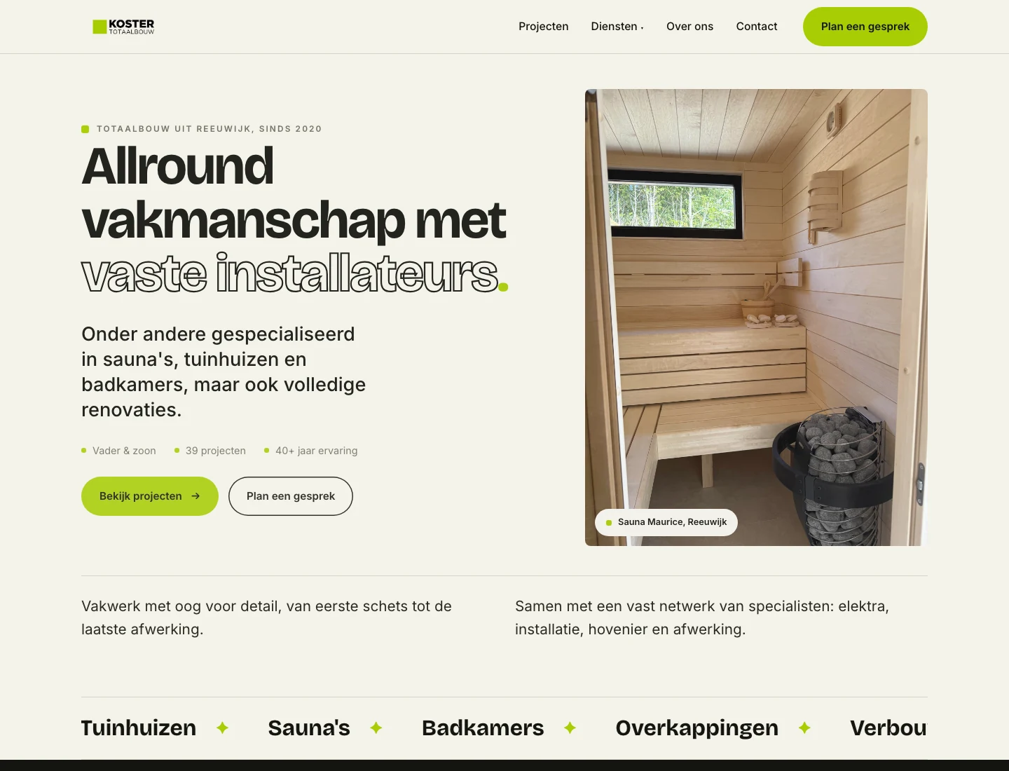 Homepage van Koster Totaalbouw