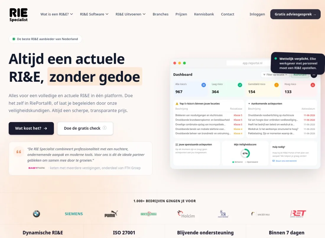 Website van RIE Specialist