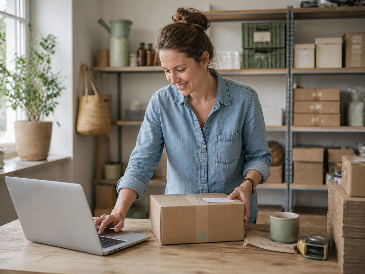 Een webshopondernemer verwerkt een nieuwe online bestelling